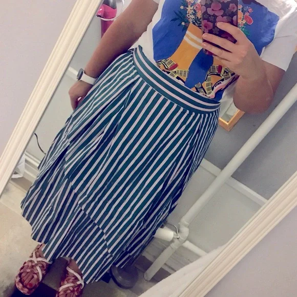 NWOT Halogen x Atlantic Pacific Skirt Striped Asymmetrical Tiered A-Line XL - Picture 6 of 8